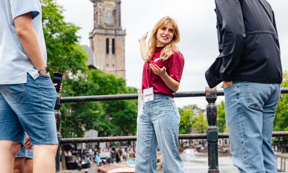 Young tourists visiting Amsterdam.